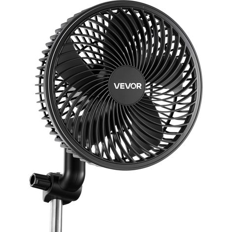 Ventilateur de Culture à Pince, Ventilateur Oscillant pour Tente de Culture, USB-C, 9 Vitesses et Mode Cyclique, Oscillation 45° et 90°, pour Circulation de l'Air, Boîtier en ABS, Noir, Lot de 1 (1/5)