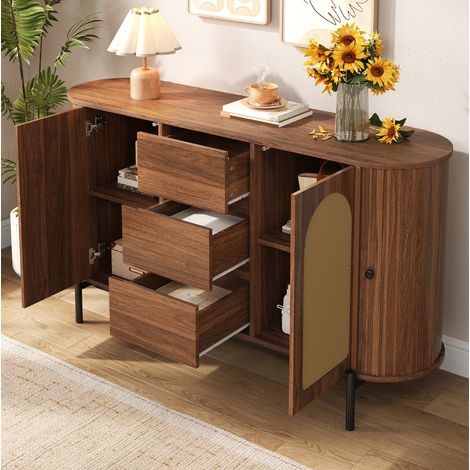 MEUBLIV Aparador ovalado 140x38x77,5 cm nogal – almacenaje modular (1/5)
