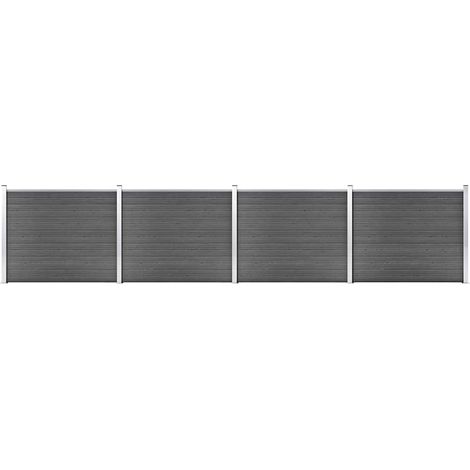 Set de paneles de valla WPC negro 699x146 cm