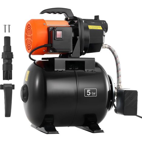 Pompe à eau 1 HP avec réservoir sous pression, 230V, 3750 L/h, corps en fonte, réservoir 19 L, système de surpression automatique, interrupteur 1,4-2,8 bar, pour jardin et maison. (1/5)