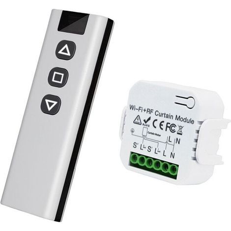 Funk-Rollladenmodul, Funkschalter für Rollläden, Jalousien, bestehend aus einer Funkfernbedienung + Empfängermodul, max. 100m Reichweite (1/4)
