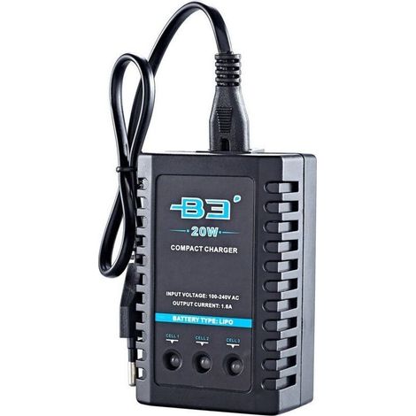 Chargeur équilibreur RC 20W 1.6A pour batteries LiPo/LiFe 2S/3S - Accessoire pour radiocommandes - Prise US incluse