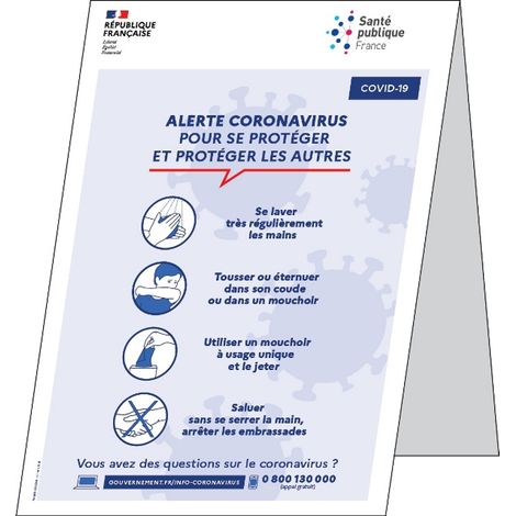 PROVOST - Panneau gestes barrières PVC - Lot de 5 unités