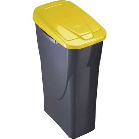 Cubo ecobin con tapa color negro/amarillo 20 x 31 x 42 cm 15 l