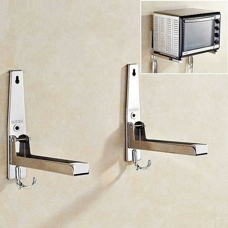 2 Pièces Supports Micro Ondes en 304 Acier Inoxydable,Support pour Four à Micro-Ondes ,Etagere Micro Onde Acier Inoxydable,Micro Ondes avec Bras Extensible Pour Micro Ondes et Four. (1/5)