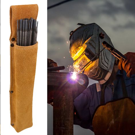 Porte-électrodes portable en cuir de vachette épais, résistant à la chaleur et aux brûlures, avec sac banane pour outils de soudage (1/5)