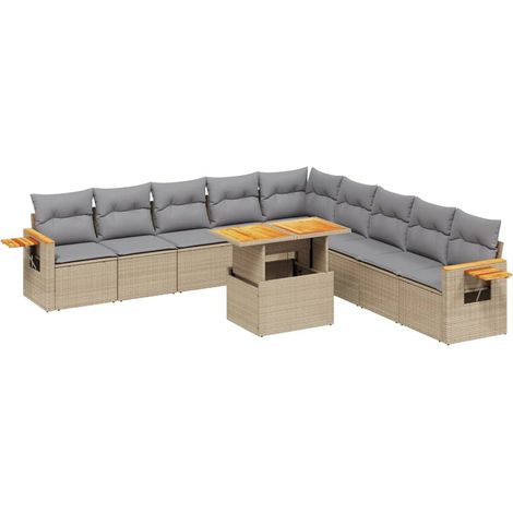 Maison Exclusive - Set de sofás de jardín 11pzas con cojines ratá (1/5)