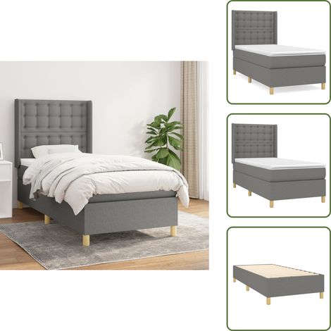Boxspringbett mit Matratze Dunkelgrau 90x200 cm Stoff - Boxspringbett - Doppelbett - Bettenrahmen - Lattenrost - Matratze (1/5)