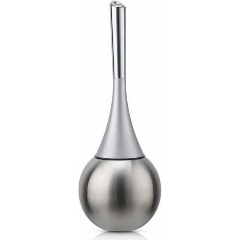 Portascopino da terra in acciaio inox con finitura lucida e spazzolata (scovolino incluso) - Argento (1/4)