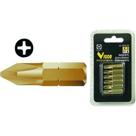 Inserti Per Avvitatori Vigor Cr Croce-Titanio Pz.6 N. 3 Ph