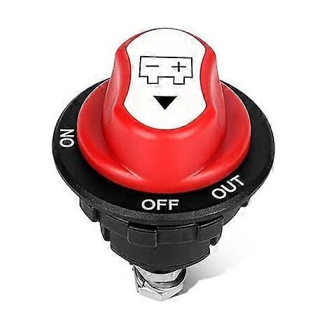Interrupteur coupe-batterie 12 V 100 A max. 32 V ON-OFF-OUT, disjoncteur 3 positions, coupe-batterie 12 V pour voiture, bateau, camping-car (rouge) (1/5)