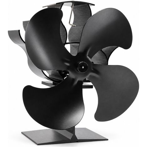 Relaxdays Ventilador de chimenea sin electricidad, 4 aspas, de pie, 19 x 17,5 x 11,5 cm, aluminio negro (1/5)