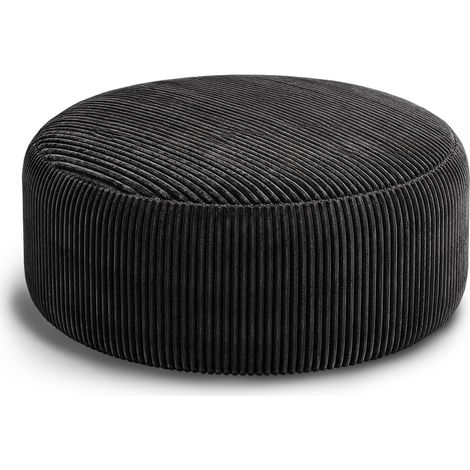 Runder Bean Bag Sessel 6FT Schwarz mit Memory Foam Füllung aus Cordstoff (1/4)