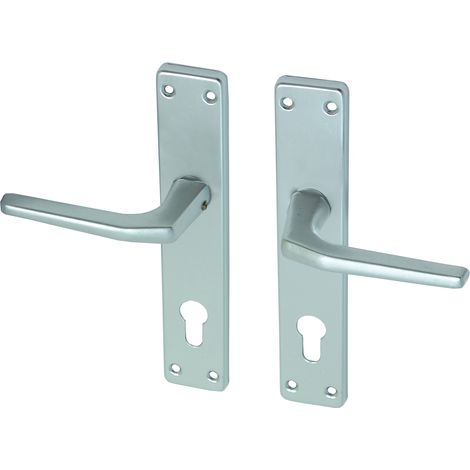 Poignée de porte sur plaque en aluminium PC85 - Modèle droit (1/2)