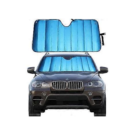 Blauer Sonnenschutz für die Windschutzscheibe, 5-lagig, UV-reflektierend, schützt die Frontscheibe und hält Ihr Fahrzeug kühl (57" x 27,5")