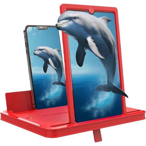 Loupe d'écran portable pour smartphone soulage efficacement la fatigue oculaire partagez facilement du contenu en streaming à tout moment et n'importe où. Rouge, 12 pouces. (1/5)