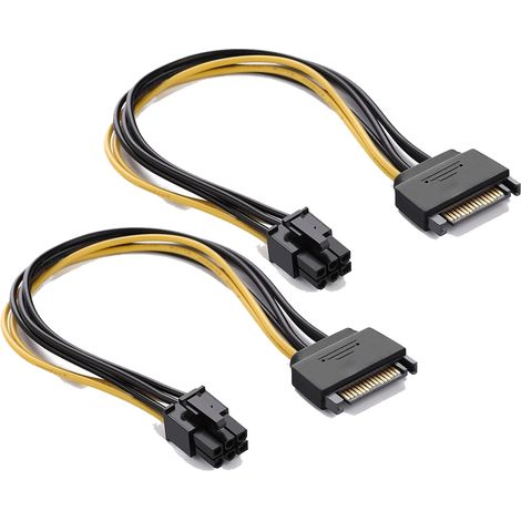 Adaptateur de câble d'alimentation SATA 15 broches vers PCI Express 6 broches pour carte graphique vidéo (1/5)