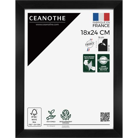 Cadre Photo Gris 18x24 cm et 24x18 cm - Convient au A5 – Fabriqué en France - Cadre Precious Gris 18x24 cm - Cadre photo en Résine recyclée - Verre acrylique Incassable