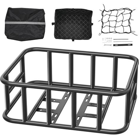 Mophorn Fahrradkorb hinten 435x330x155 mm, Korb mit Netzabdeckung für Gepäckträger, ideal für den Transport von Haustieren, Einkäufen und mehr, inklusive Montagewerkzeug