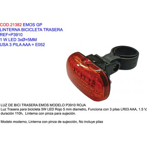 Lumière arrière LED EMOS GP pour vélo, 3 piles AAA
