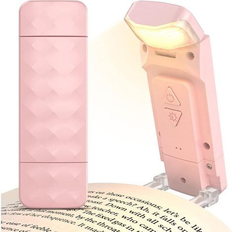 Lampe de Lecture Rose, Lampe Livre USB Rechargeable, Liseuse 3 mode Couleurs (Chaud, Naturel, Lumineux), 5 LED Lampe de Lecture pour Lire au Lit, Reading Light, 80 Heures Charge Lumiere Livre (1/5)