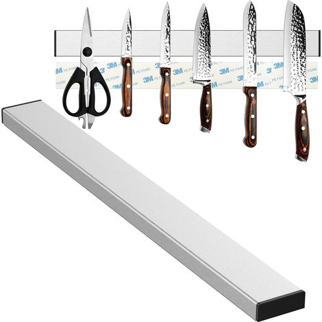 Soporte magnético para cuchillos de 30 cm, soporte magnético para cuchillos que se puede instalar sin taladrar, imán extrafuerte para cuchillos, para utensilios de cocina, cuchillos de fruta, tijeras (1/5)
