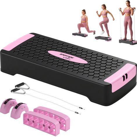 SPORTNOW Stepper Fitness Regolabile su 2 Livelli con 2 Bande di Resistenza (1/5)