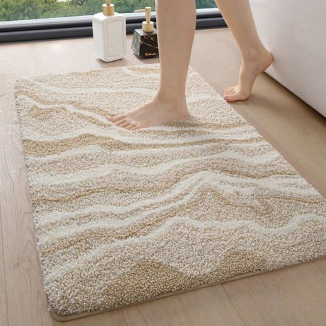 Non-slip bath mat 50 x 80 cm, highly absorbent, modern design, machine washable, for bathtub and shower.