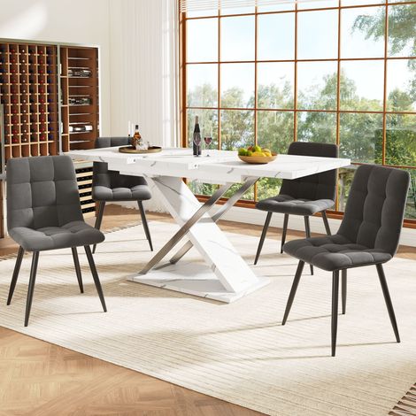 Extendable dining table (118–157 × 75 cm), kitchen/living room table, side table, dining table with cross legs, Minimalist dining table