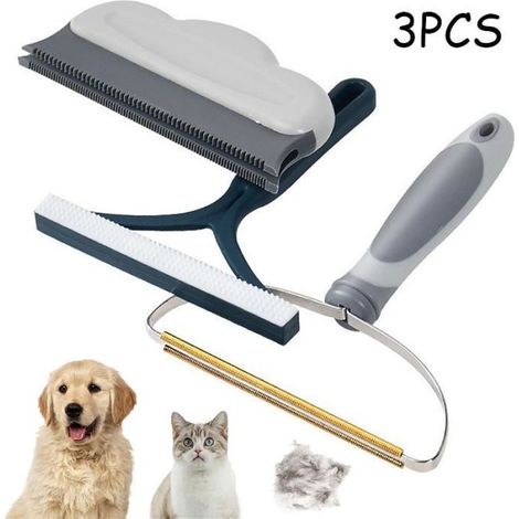 3 pièces Brosse vêtement, rasoir anti bouloche double face, lint remover manuel pour canapé, tapis et poils d'animaux (1/4)