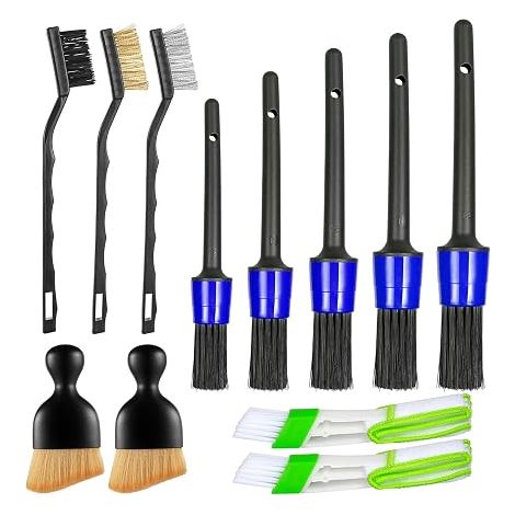 Car Detailing Brush Kit, Multifunctional Car Cleaning Brush, Interior Exterior Detailing Brushes for Car Wheel Engine Dashboard Wash (1/5)