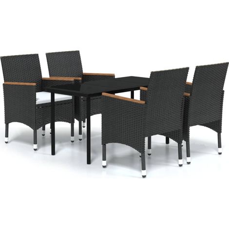 Set da pranzo da giardino mobili da esterno con cuscini 5 pezzi nero 020014153