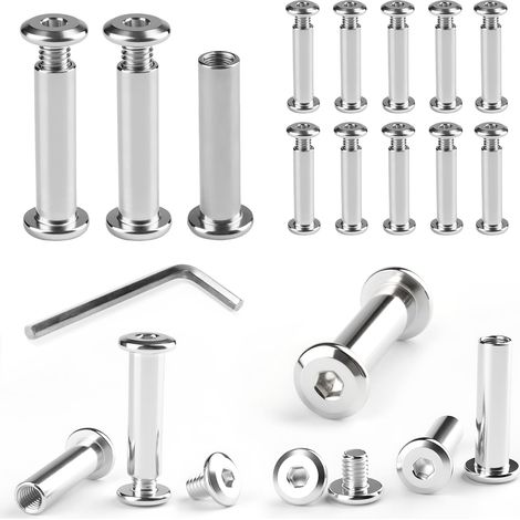 Lot de 12 vis à douille M6 x 30 mm - Vis de raccordement M6 x Φ8 mm - Douille filetée en acier inoxydable A2 V2A - Connecteur d'armoire - Écrou manchon pour armoires - Connecteur de meubles (1/5)