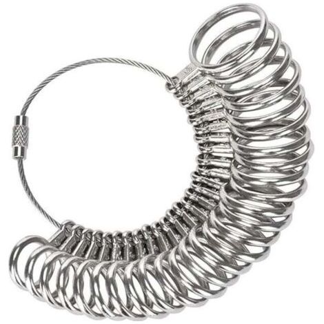Baguier Calibreur de 41 à 76 Mesure de Taille de Doigt Jauge Anneaux Outil de Bague avec 3 Echelles de Mesure (eu, us, uk) (1/3)