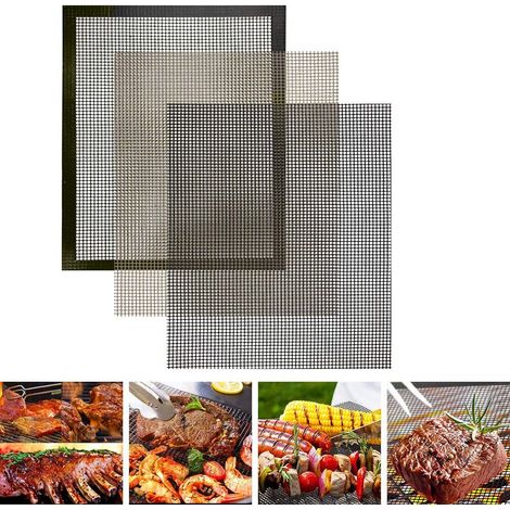 Set mit 3 Grillmatten, antihaftbeschichtete Grillmatten aus Netzgewebe, leicht zu reinigen, wiederverwendbar, für Gas-, Holzkohle- oder Elektrogrills (1/5)