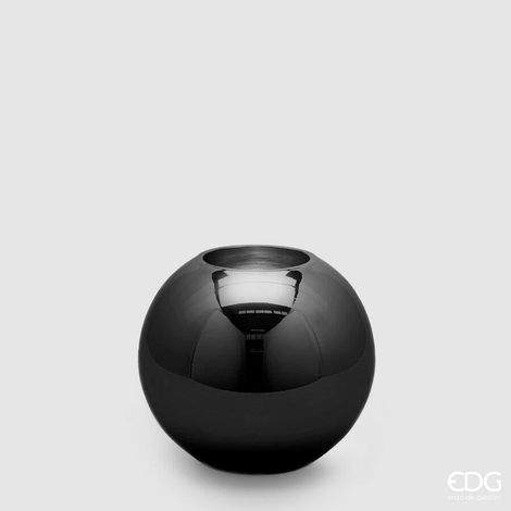 EDG Enzo De Gasperi Vaso Sfera H 16 Cm D 18 Vetro Molato Black (1/5)