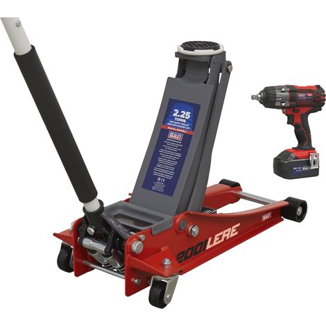 Sealey 2001LERECOMBO Trolley Jack & Cordless Impact Wrench Combo - Red