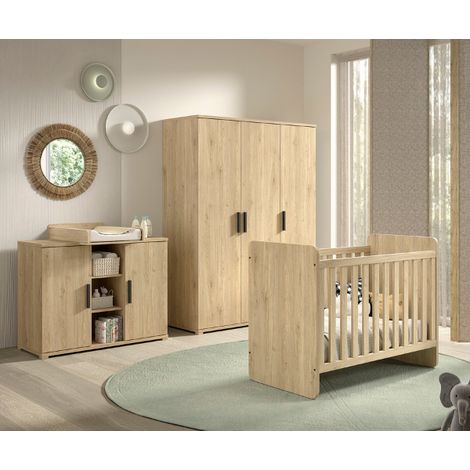 Chambre bébé Sammie: lit évolutif, commode avec planche à langer, (1/4)