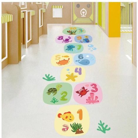 Hüpfkästchen-Wandaufkleber für den Boden – Lustige und geruchsneutrale Dekoration fürs Kinderzimmer (1/4)