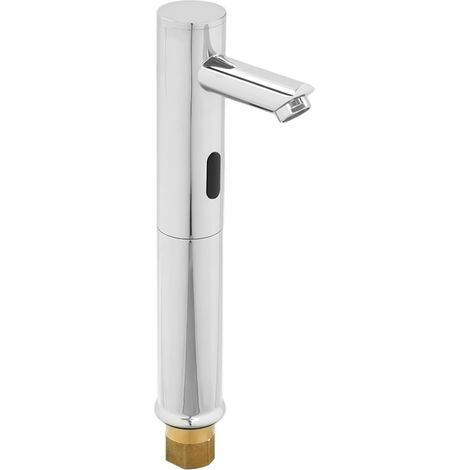 Infrarot-Armatur, berührungslose Waschtischarmatur, automatische Sensorarmatur, Chrom, modernes zylindrisches Design, hygienische berührungslose Bedienung (1/5)