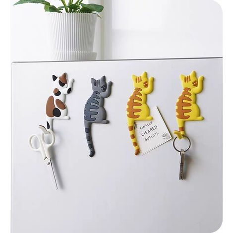 Cat tail shaped magnetic refrigerator hook, 4-piece multifunctional storage hook (1/5)