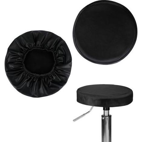 (34 cm de diamètre) Ensemble de 2 housses de tabouret de bar rondes en similicuir imperméables pour bar, cuisine, restaurant (1/4)
