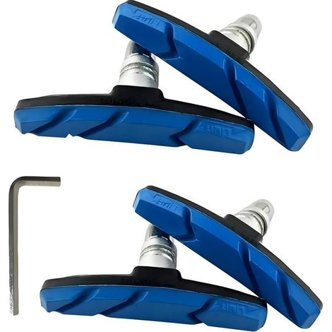 Lot de 2 Paires de Plaquettes de Frein de vélo avec Outil d'installation, 70 mm, en Caoutchouc, V-Brake pour étrier de Frein de vélo, 2 pairs Blue (1/5)