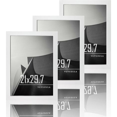 Bilderrahmen A4 Weiß Holz 21x30cm 3er Set MDF mit Acrylglas für Urkunden (1/5)