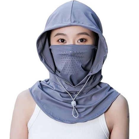 Women's UV-protective balaclava hat with neck protection and face shield, suitable for cycling, traveling and outdoor activities - dark gray (1/5)