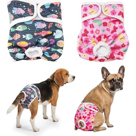 Culottes Réutilisables pour Chienne, Culotte pour Animaux de Compagnie, Absorbante, Réglable – pour Petite Chienne, Taille S (1/5)
