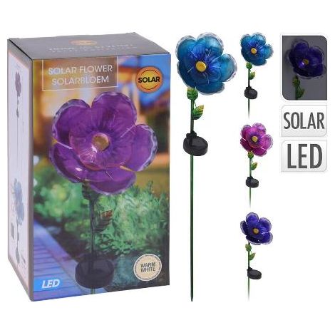 IMPORTACION pincho flor luz solar metal 15x81 cm , Pincho flor luz solar metal 15 x 81 cmFabricado en metal apto para exterioresBatería recargable con luz solarColores