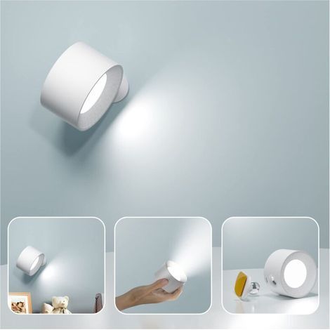 Applique Murale Interieur, Lampe Murale Touch LED avec Port de Charge USB Contrôle Tactile, 3 Niveaux de Luminosité 3 Températures Rotatifs 360° Lampe de Chevet pour Chambre à Coucher NPTERBL (1/5)