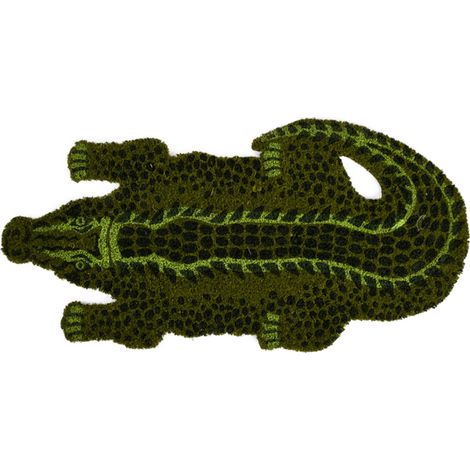 Paillasson crocodile en fibre de coco antidérapant – Vert – L 77,8 x P 37,5 cm – Pour intérieur et extérieur – Best For Boots (1/4)
