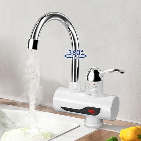 Robinet avec Chauffe-eau Instantané, Robinet de Cuisine Chauffant, 3000W 40-60℃ Chauffe-eau électrique Instantané, 360° Robinet LED (1/5)